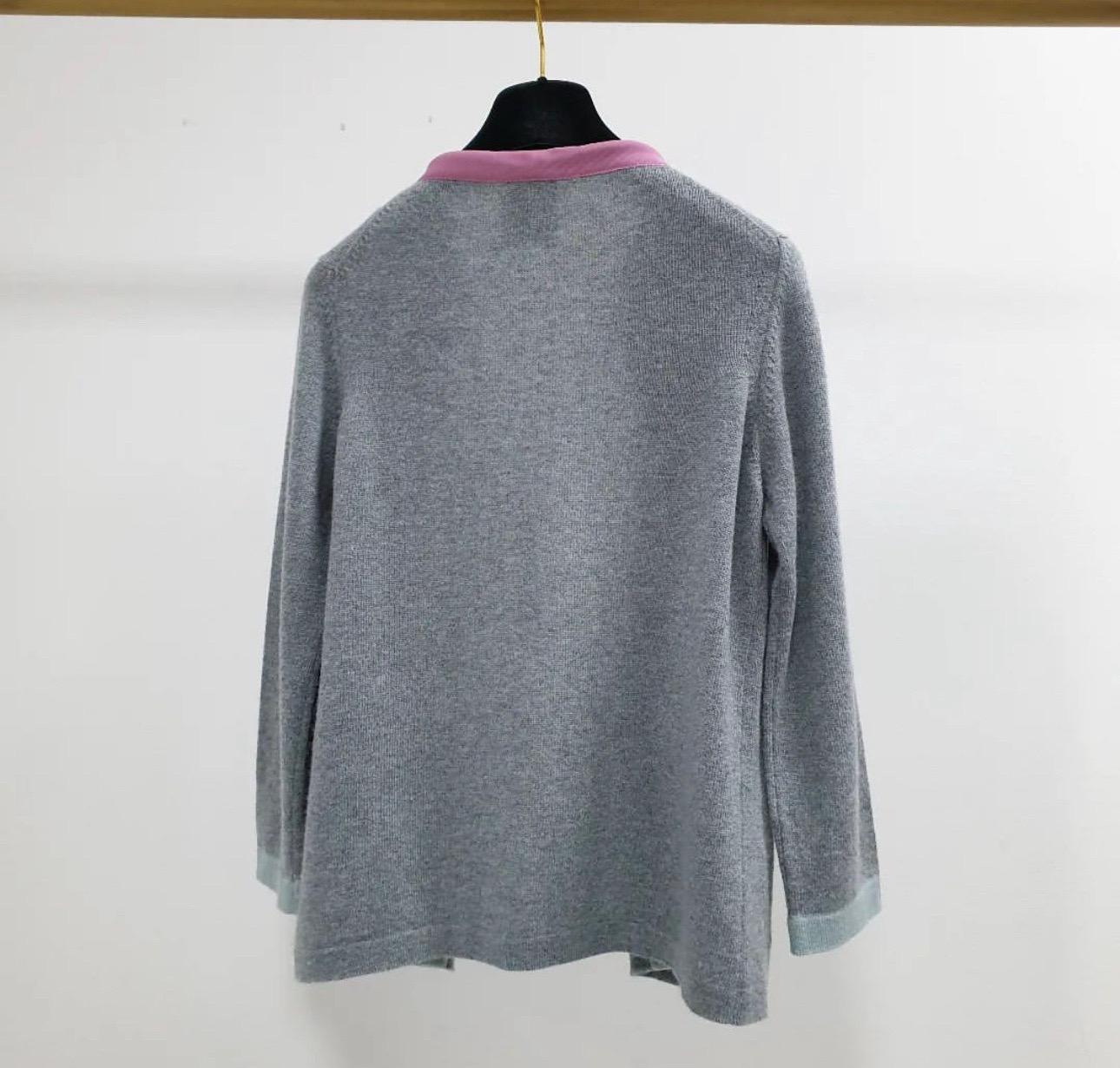 CHANEL Grey Pink Cashmere Knitwear In Excellent Condition For Sale In Krakow, PL