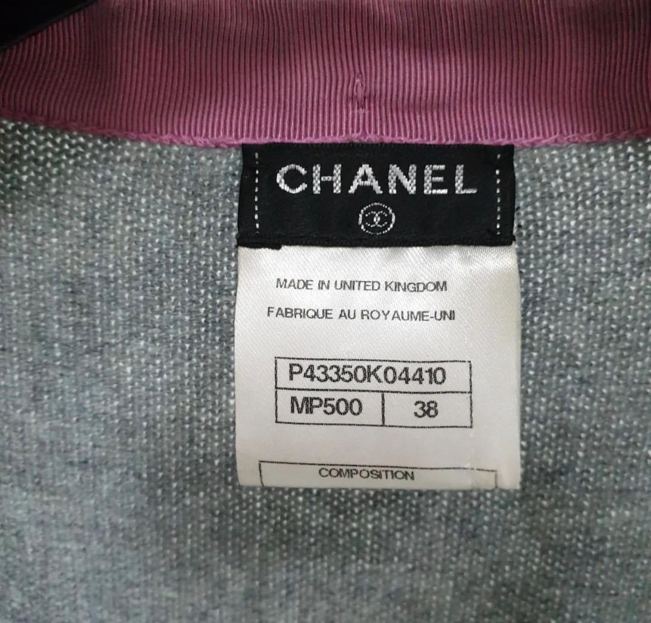 CHANEL Grey Pink Cashmere Knitwear For Sale 1