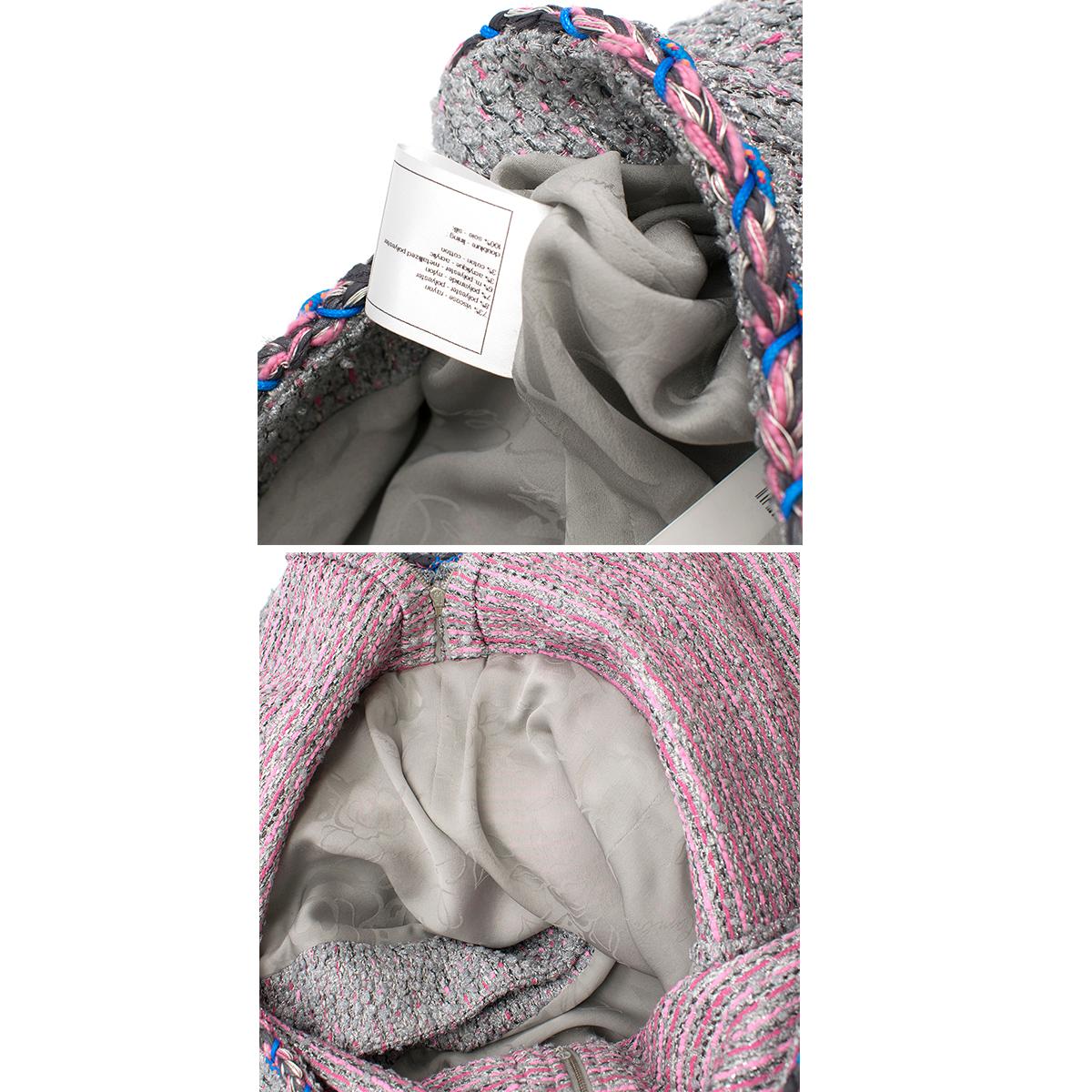 Chanel Grey & Pink Metallic Tweed Knit Dress 40 4
