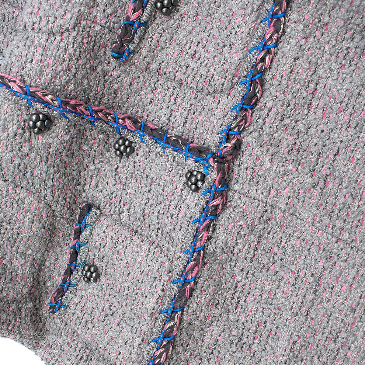 Chanel Grey & Pink Metallic Tweed Knit Dress 40 1
