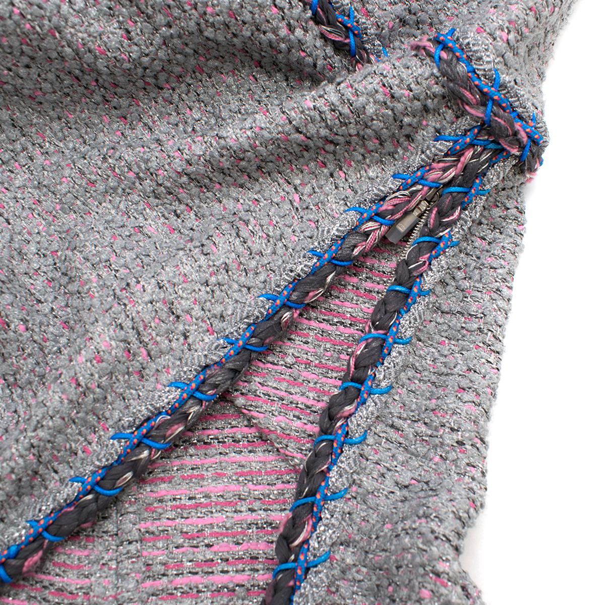 Chanel Grey & Pink Metallic Tweed Knit Dress 40 3