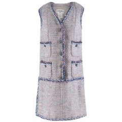 Chanel Grey & Pink Metallic Tweed Knit Dress 40