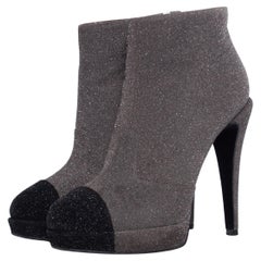 Chanel, Grey platform glitter boots