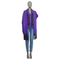 CHANEL gris & violet cachemire 2018 SCARF Cardigan Pull 38 S