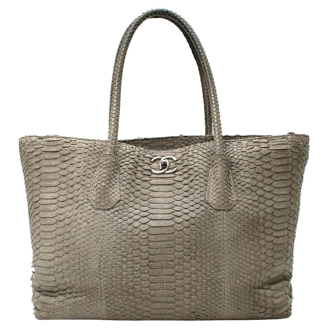 Chanel Grey Python Executive Cerf Tote Bag For Sale