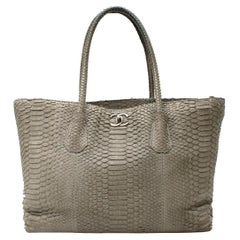 Chanel Grey Python Executive Cerf Tote Bag
