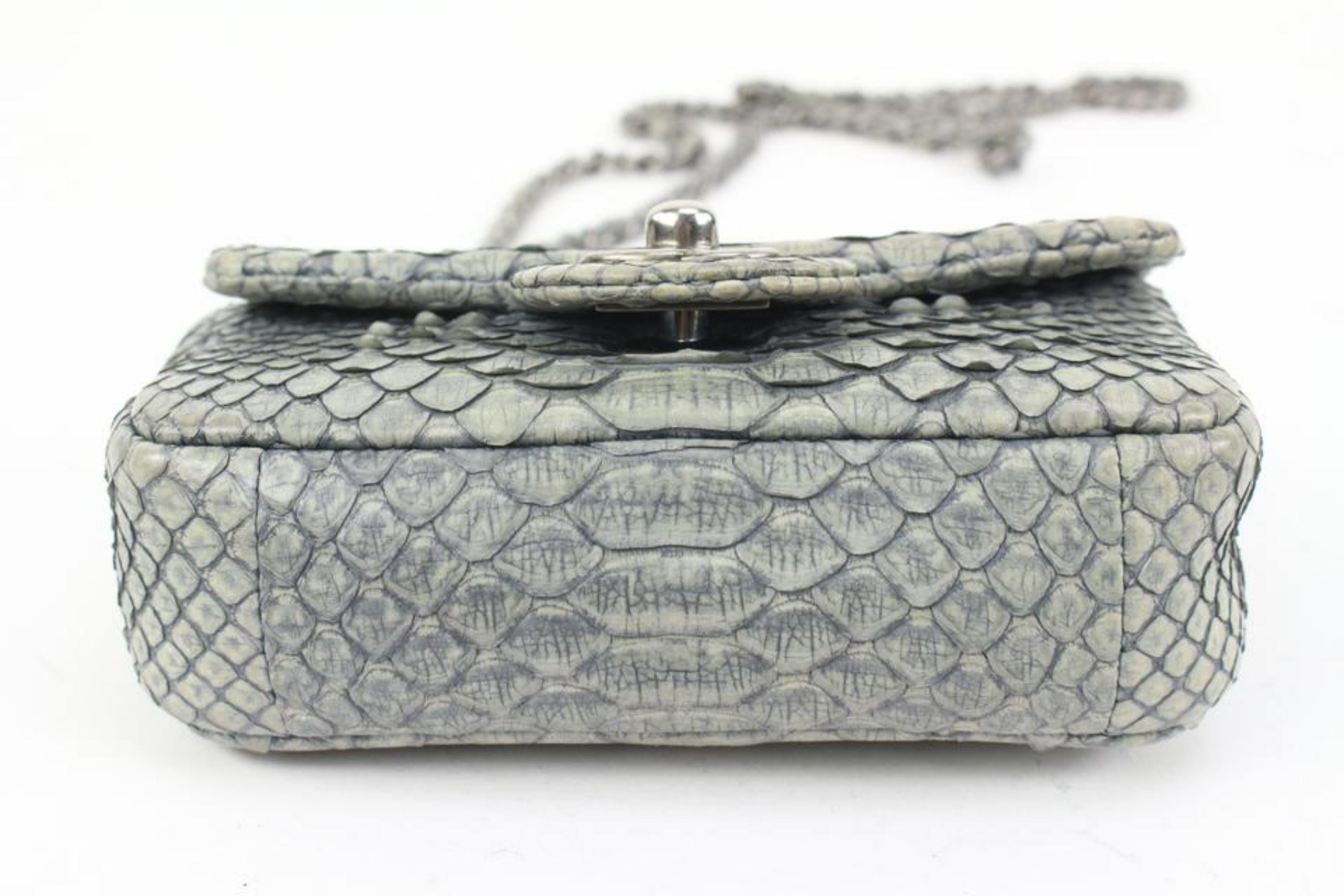 Chanel Grey Python Extra Mini Flassic Flap Crossbody Bag 41ck59 2