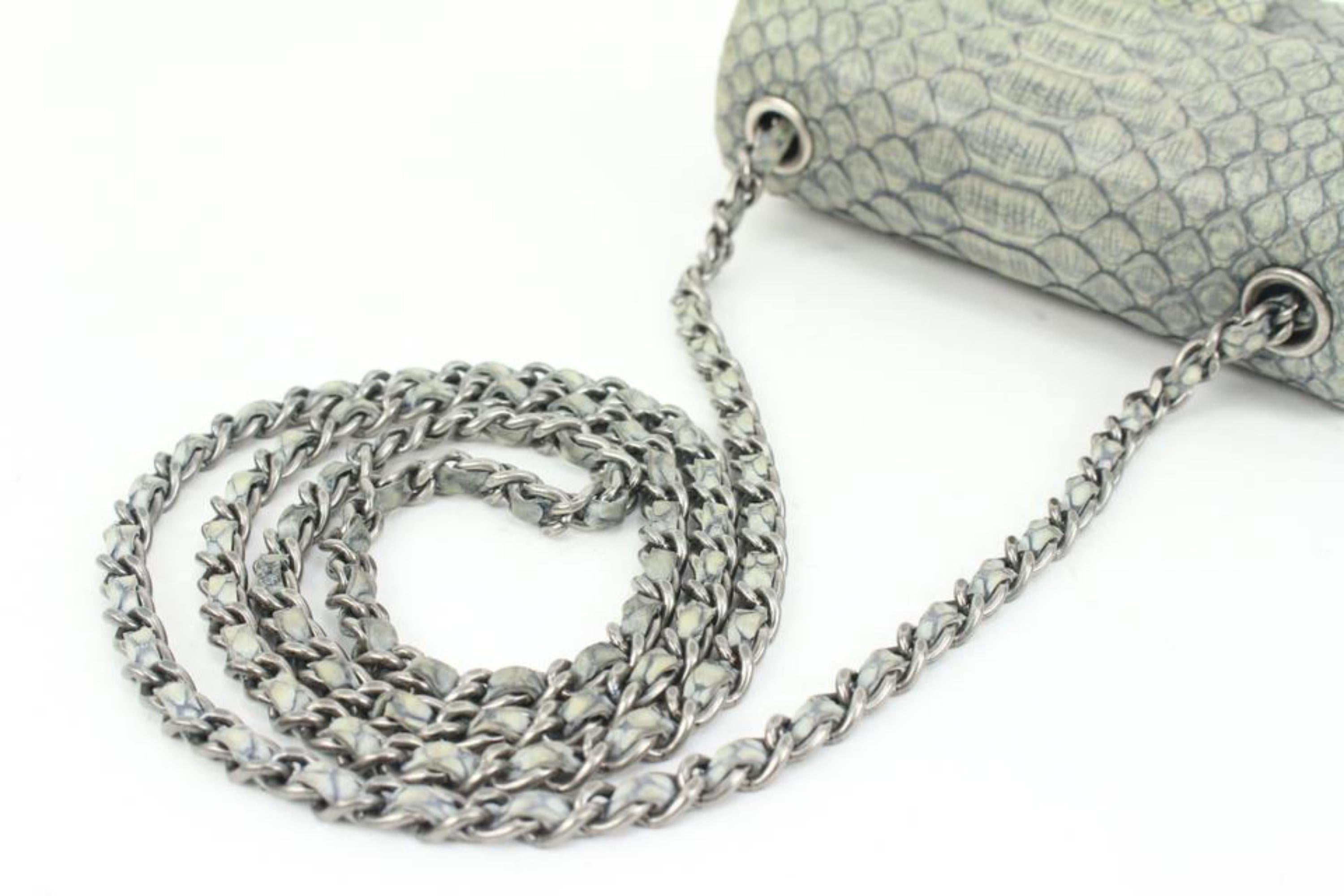 Gray Chanel Grey Python Extra Mini Flassic Flap Crossbody Bag 41ck59