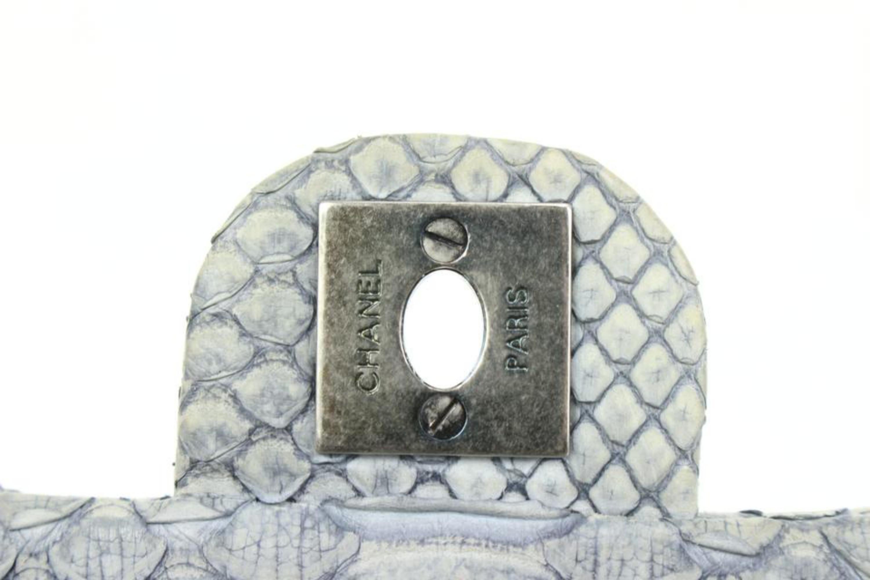 Chanel Grey Python Extra Mini Flassic Flap Crossbody Bag 41ck59 In Excellent Condition In Dix hills, NY