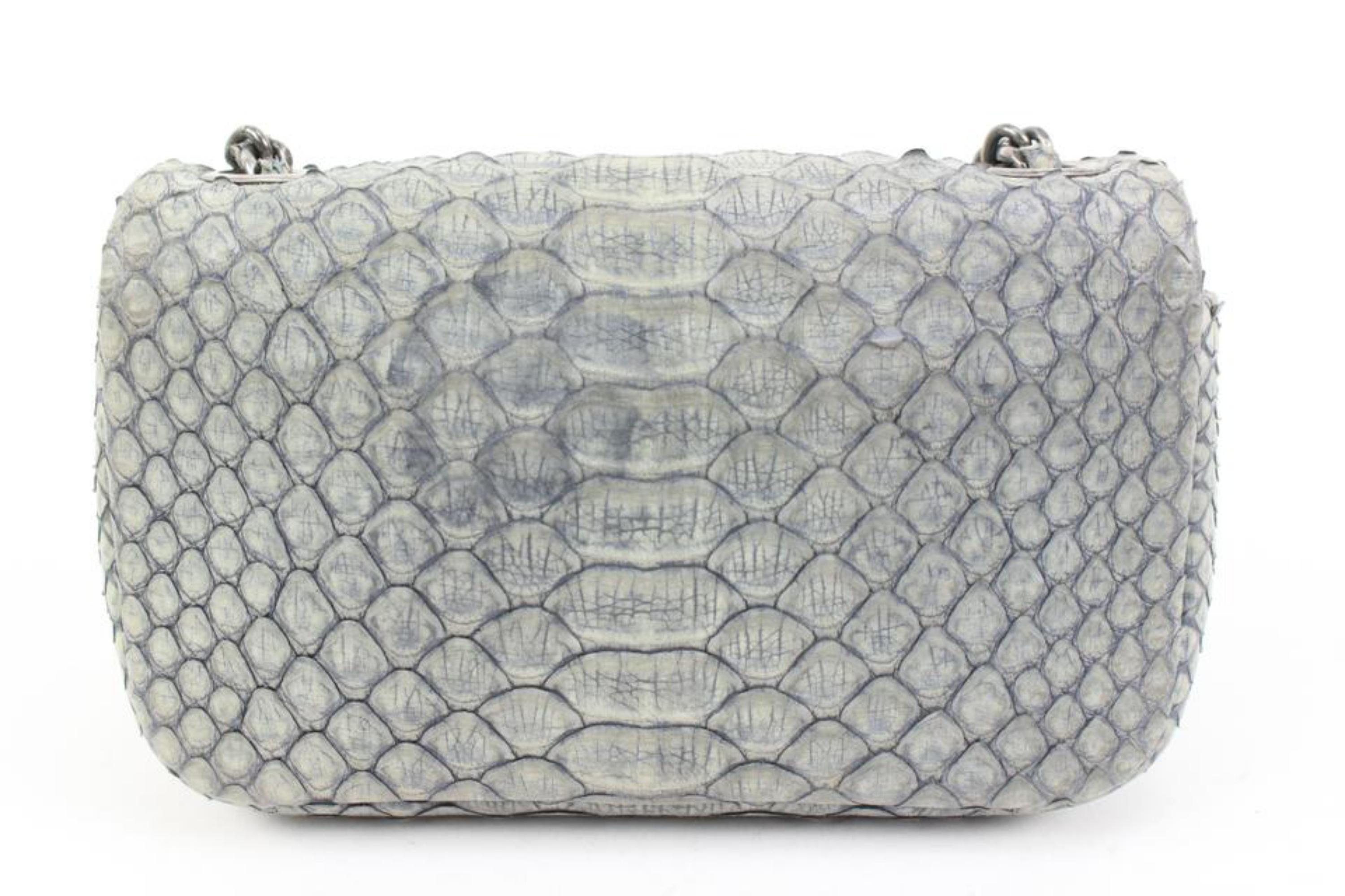 Women's Chanel Grey Python Extra Mini Flassic Flap Crossbody Bag 41ck59