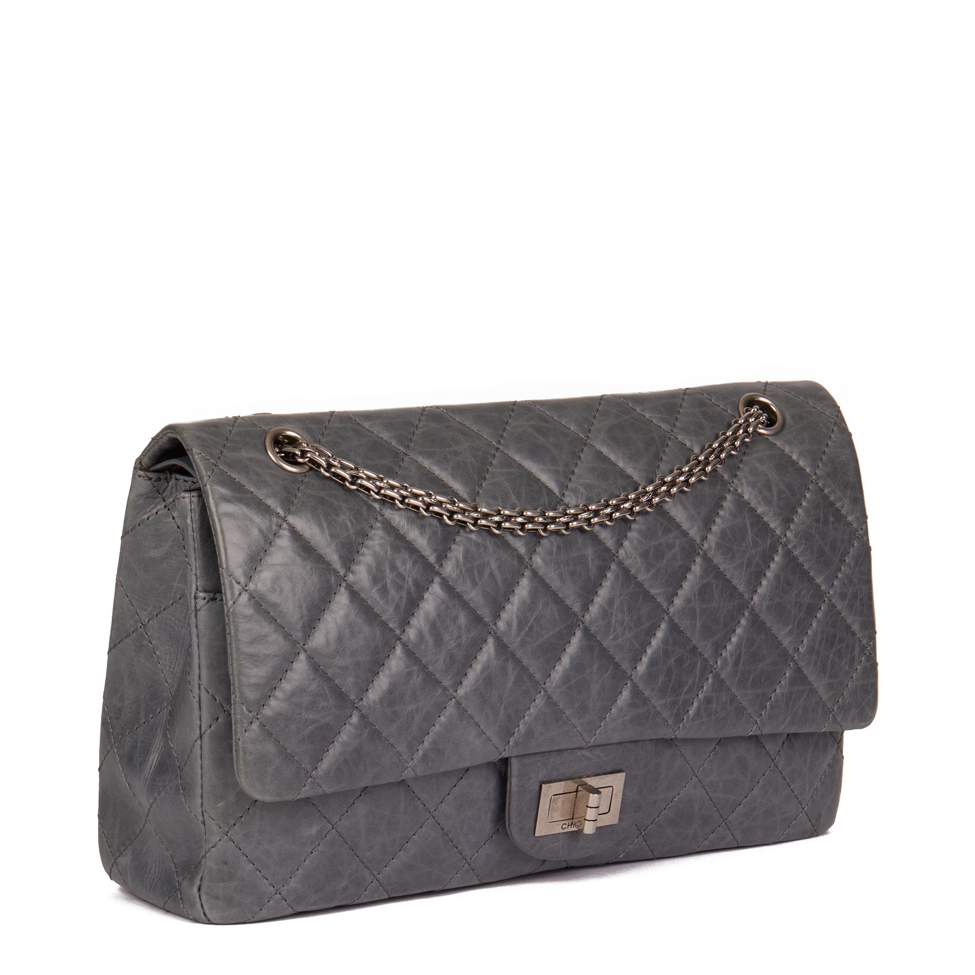 CHANEL
Grey Quilted Aged Calfskin Leather 2005 50th Anniversary Edition 227 2.55 Reissue Double Flap Bag

Serial Number: 10386073
Age (Circa): 2005
Accompanied By: Chanel Dust Bag, Authenticity Card
Authenticity Details: Authenticity Card, Serial