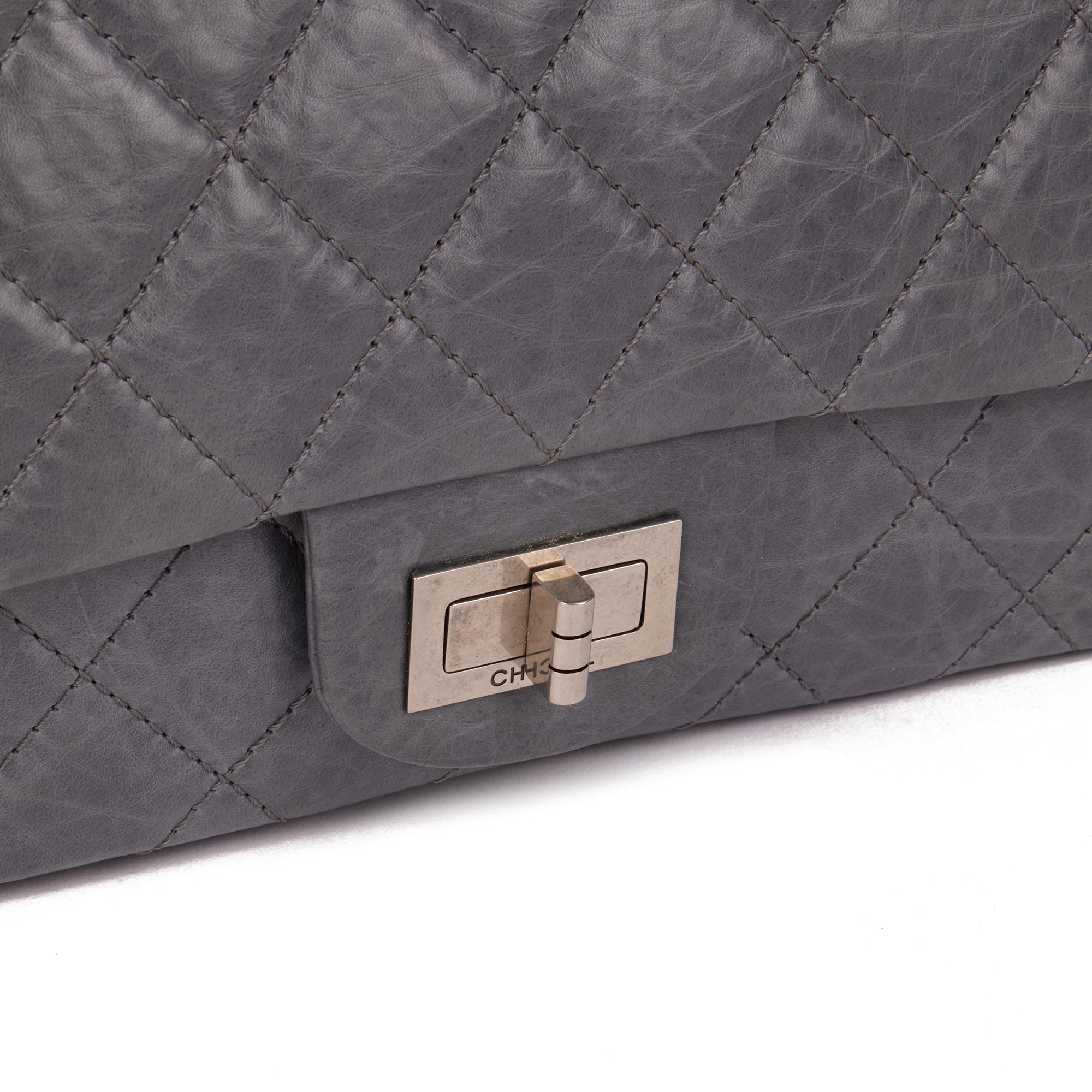 Women's CHANEL Grey Quilted Aged Calfskin Leather 2005 50th Anniversary Edition 227 2.55