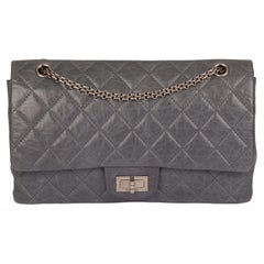 CHANEL Grey Quilted Aged Calfskin Leather 2005 50th Anniversary Edition 227 2.55