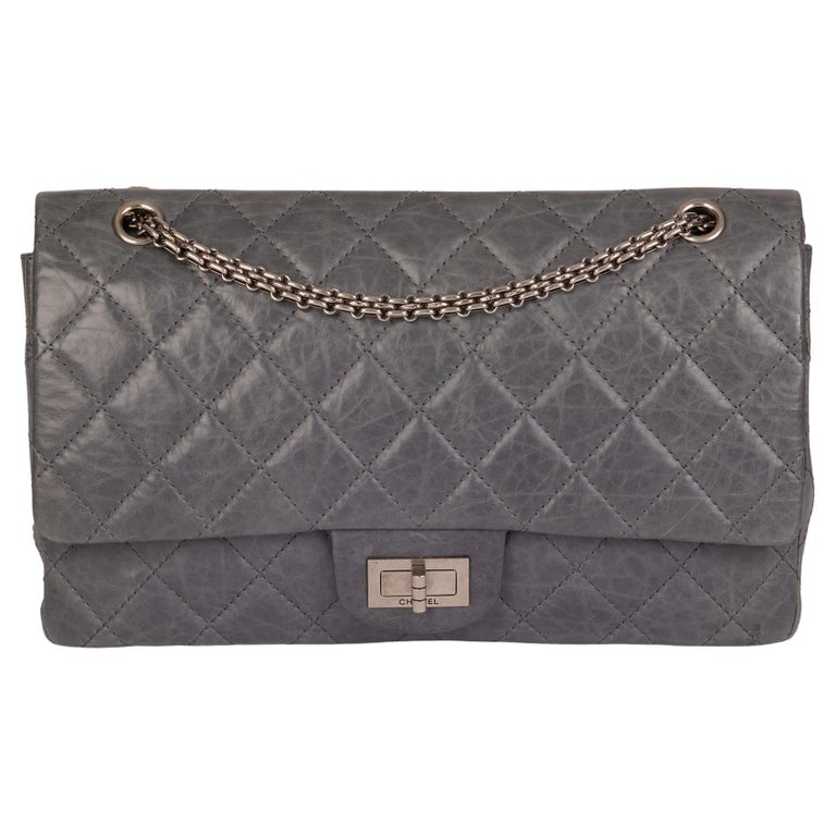 CHANEL Grey Quilted Aged Calfskin Leather 2005 50th Anniversary