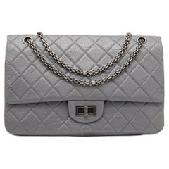 Chanel Grey Quilted Aged Leather Reissue 2.55 Classic 227 Flap Bag