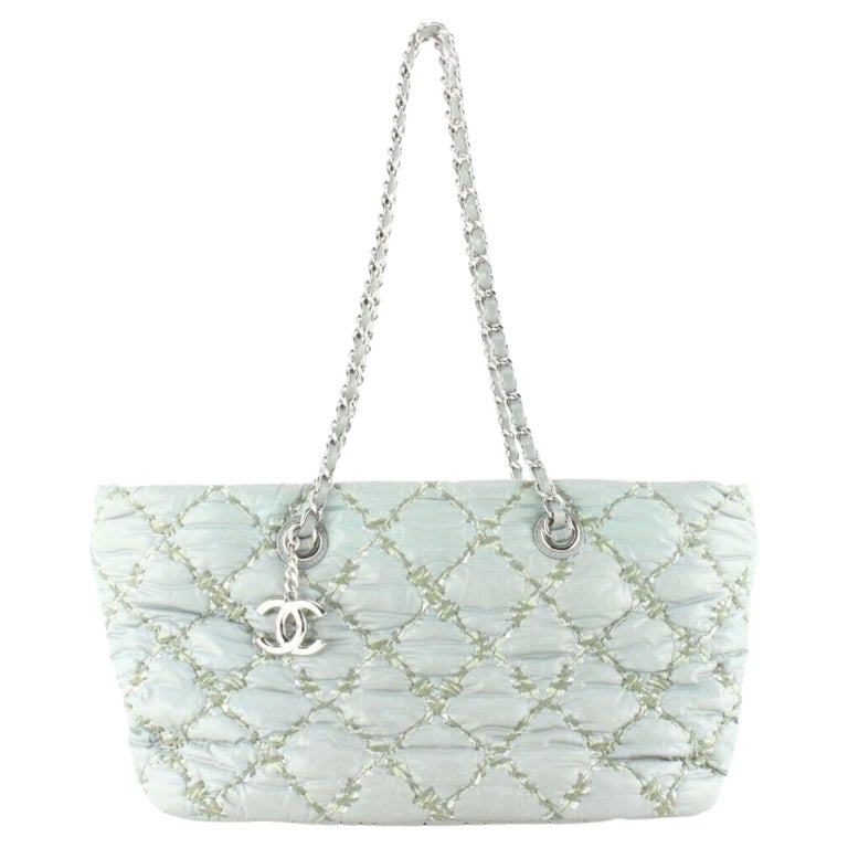 Chanel Paris-Byzance Tweed On Stitch Flap Quilted Gray Nylon Shoulder Bag