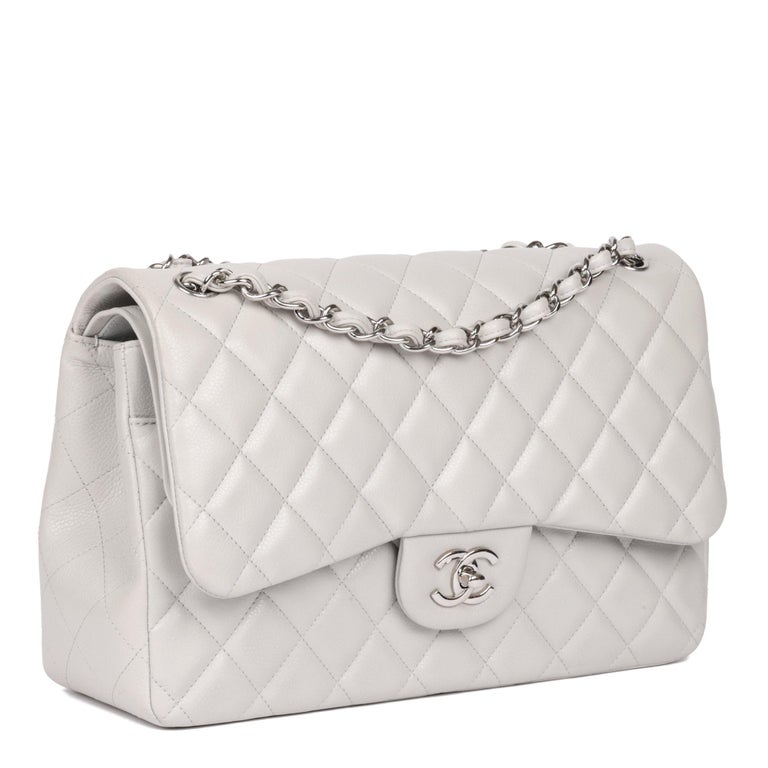 CHANEL Grey Quilted Caviar Leather Jumbo Classic Double Flap Bag at 1stDibs