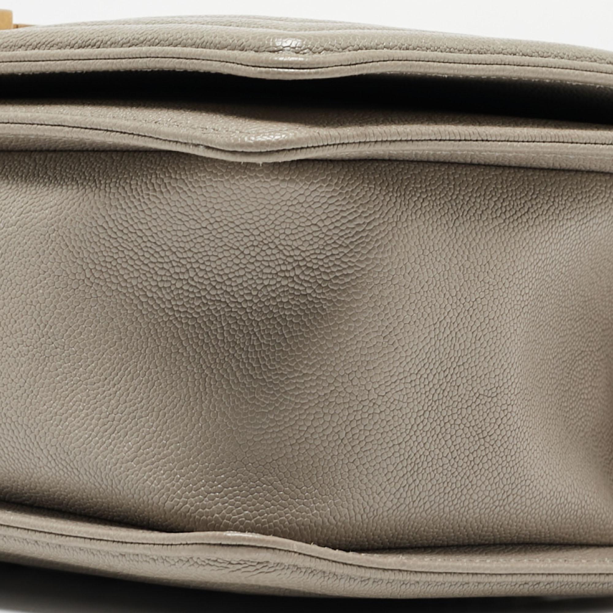 Chanel Grey Quilted Caviar Leather Medium Boy Flap Bag 1