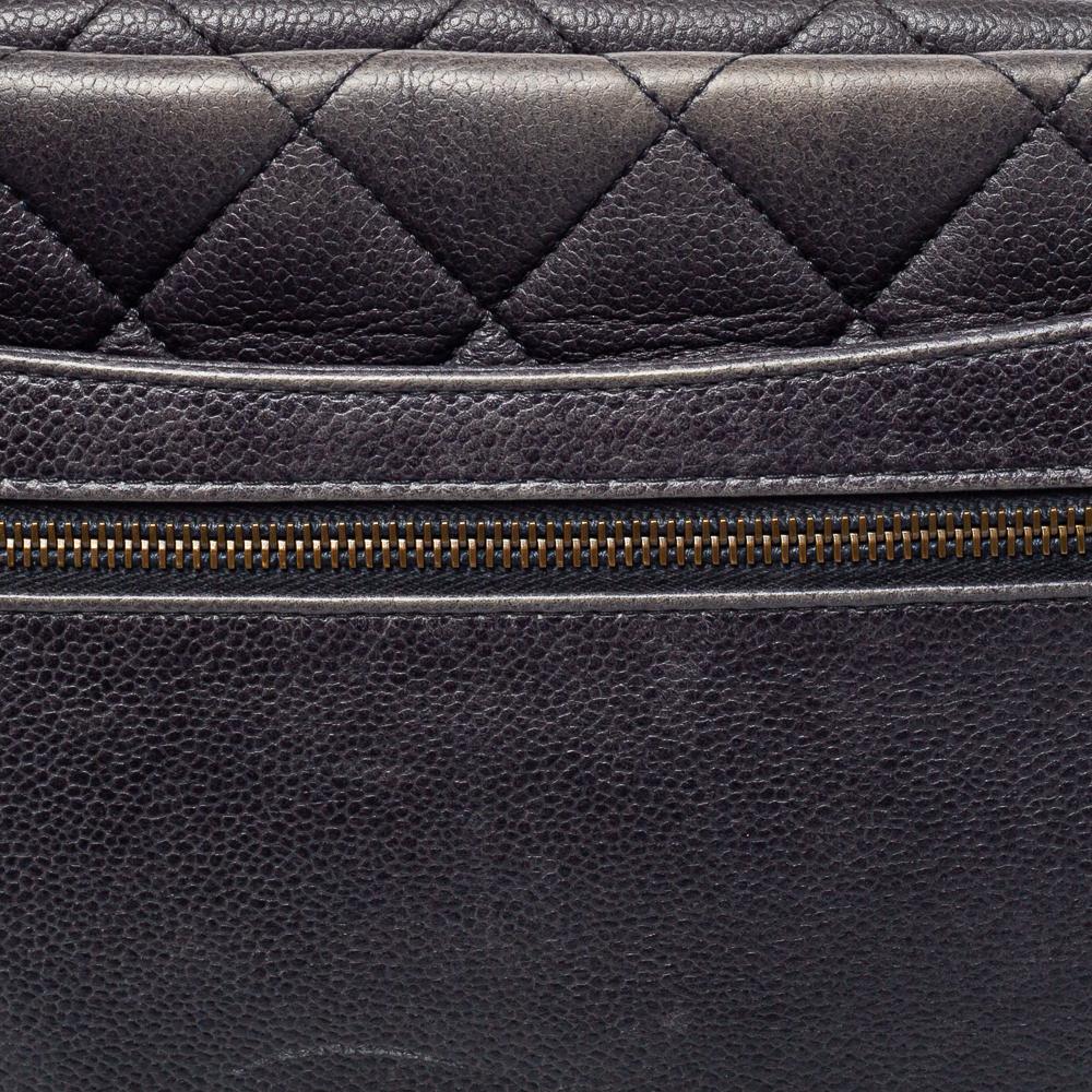 Chanel Grey Quilted Caviar Leather`Chain Top Handle Bag 4
