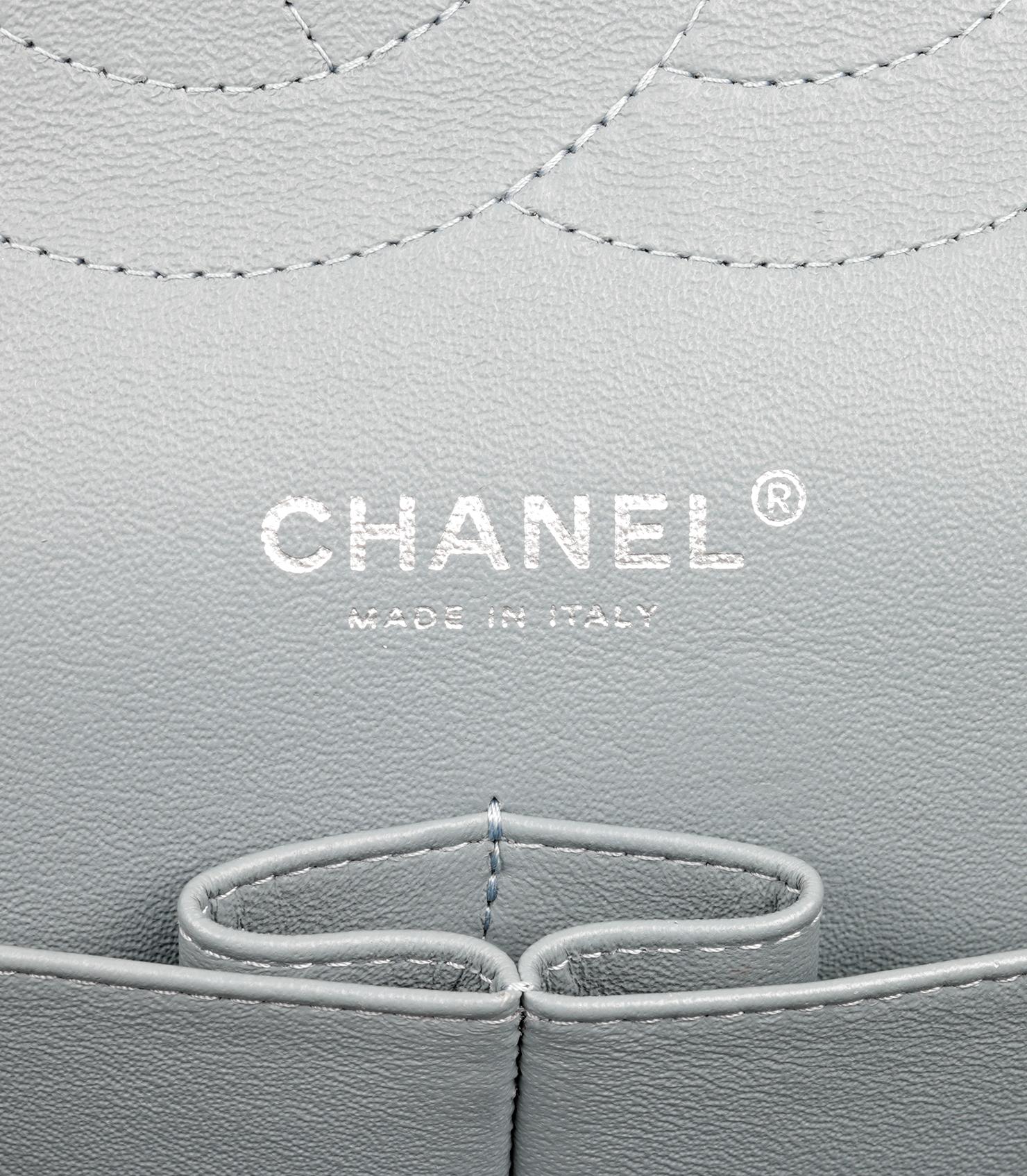 Chanel Graue gesteppte Kaviar Wildleder Jumbo Classic Double Flap Tasche mit doppelter Klappe im Angebot 5