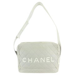 Vintage Chanel Grey Quilted CC Sports Logo Shoulder Bag 6CC1015