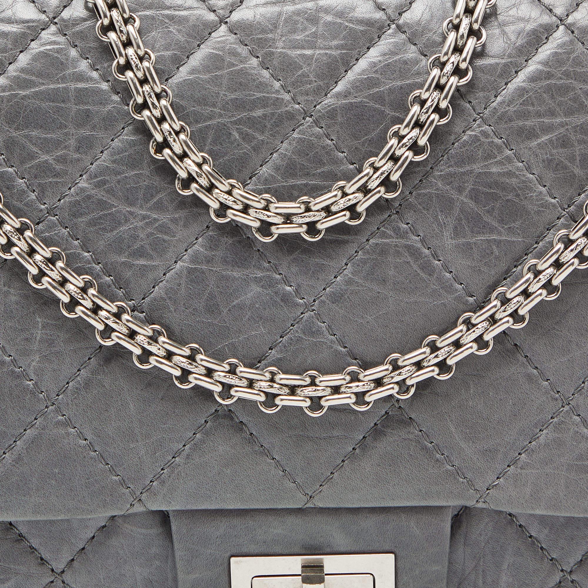 Women's Chanel Grey Quilted Crinkled Leather Limited Edition 50th Anniversary Reissue 2.
