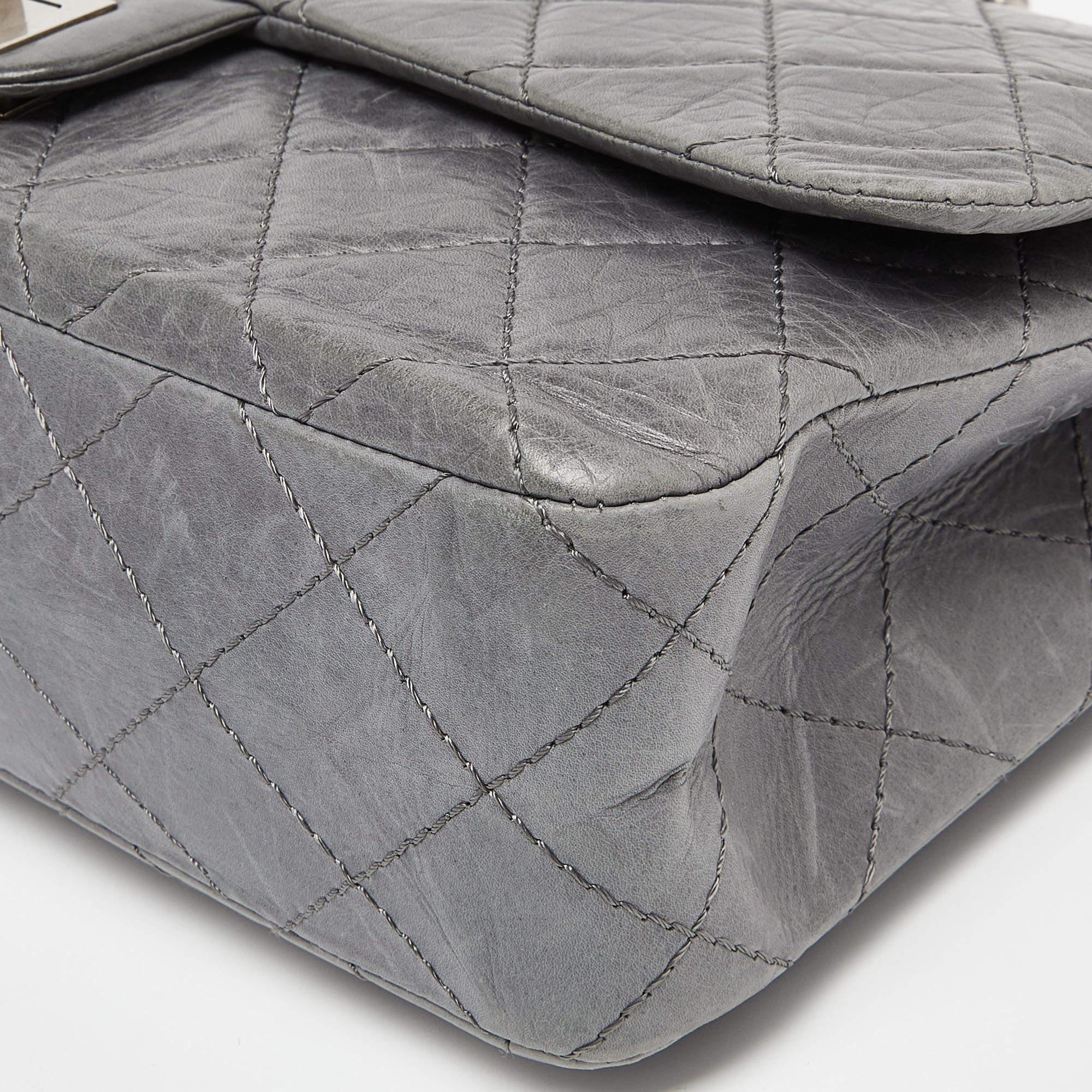 Chanel Grey Quilted Crinkled Leather Limited Edition 50th Anniversary Reissue 2. 2