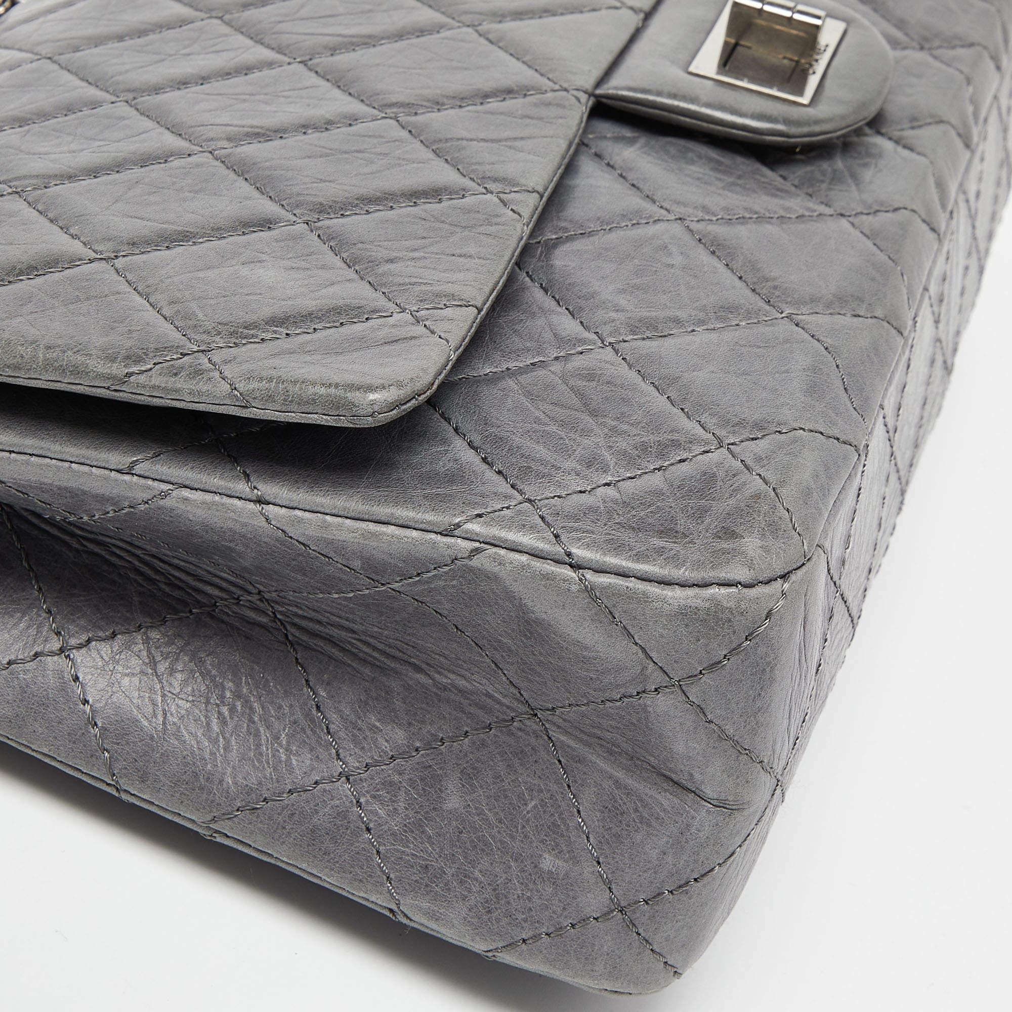 Chanel Grey Quilted Crinkled Leather Limited Edition 50th Anniversary Reissue 2. 3