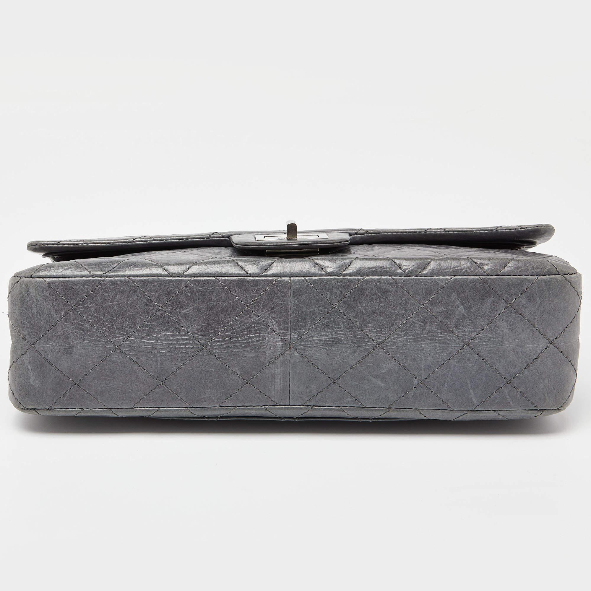 Chanel Grey Quilted Crinkled Leather Limited Edition 50th Anniversary Reissue 2. 4
