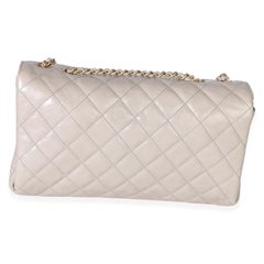 Chanel Grey Quilted Crumpled Calfskin Medium Accordion Flap Bag
