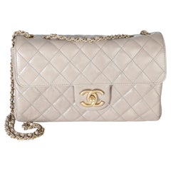 Chanel Grey Quilted Crumpled Calfskin Medium Accordion Flap Bag