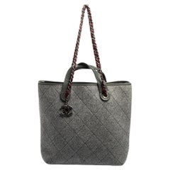 Chanel Grey Quilted Felt Pop Shopping Tote
