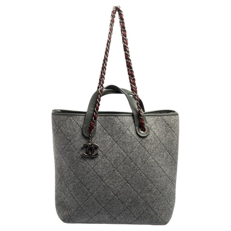 Chanel Grey Quilted Felt Pop Shopping Tote at 1stDibs