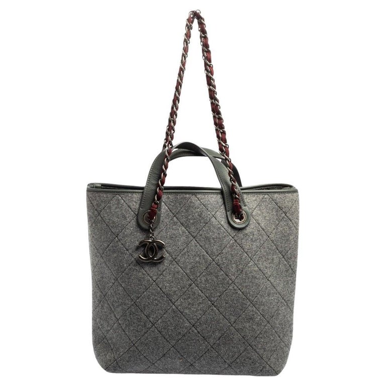 Chanel Grey Quilted Felt Pop Shopping Tote at 1stDibs | chanel grey quilted  bag, chanel grey tote, chanel beach bag grey