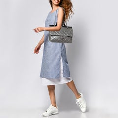 Chanel Grey Quilted Glazed Leather Small CC Delivery Bag