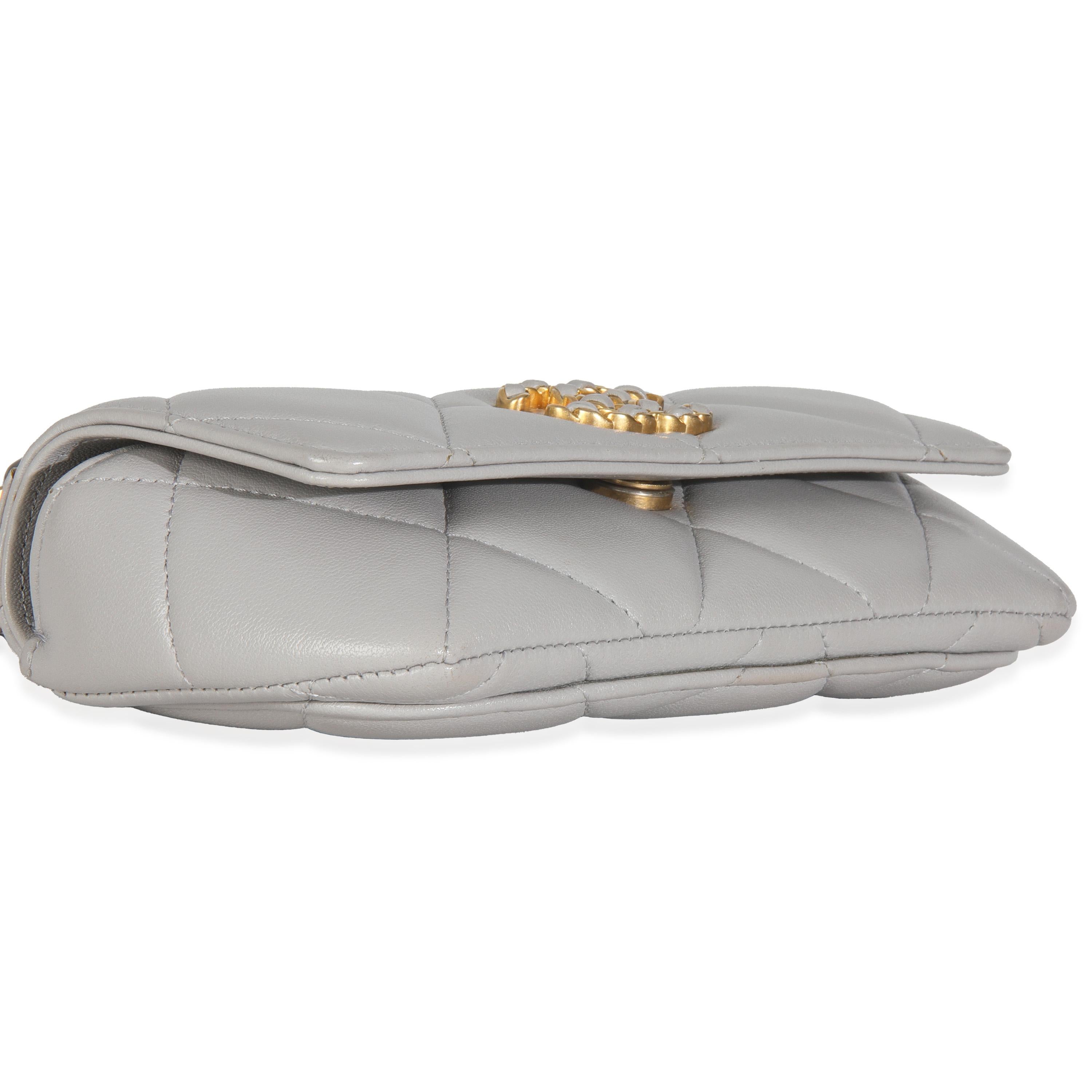 Chanel Grey Quilted Lambskin Chanel 19 Sunglasses Case With Chain For Sale 1