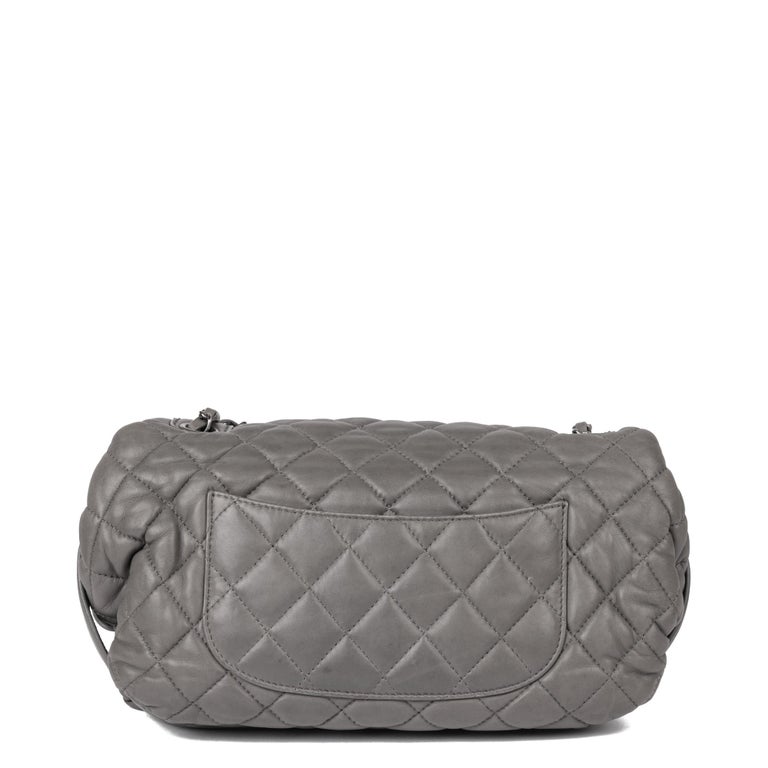 Chanel Light Grey Quilted Lambskin Mini Square Classic Flap Bag For Sale at  1stDibs