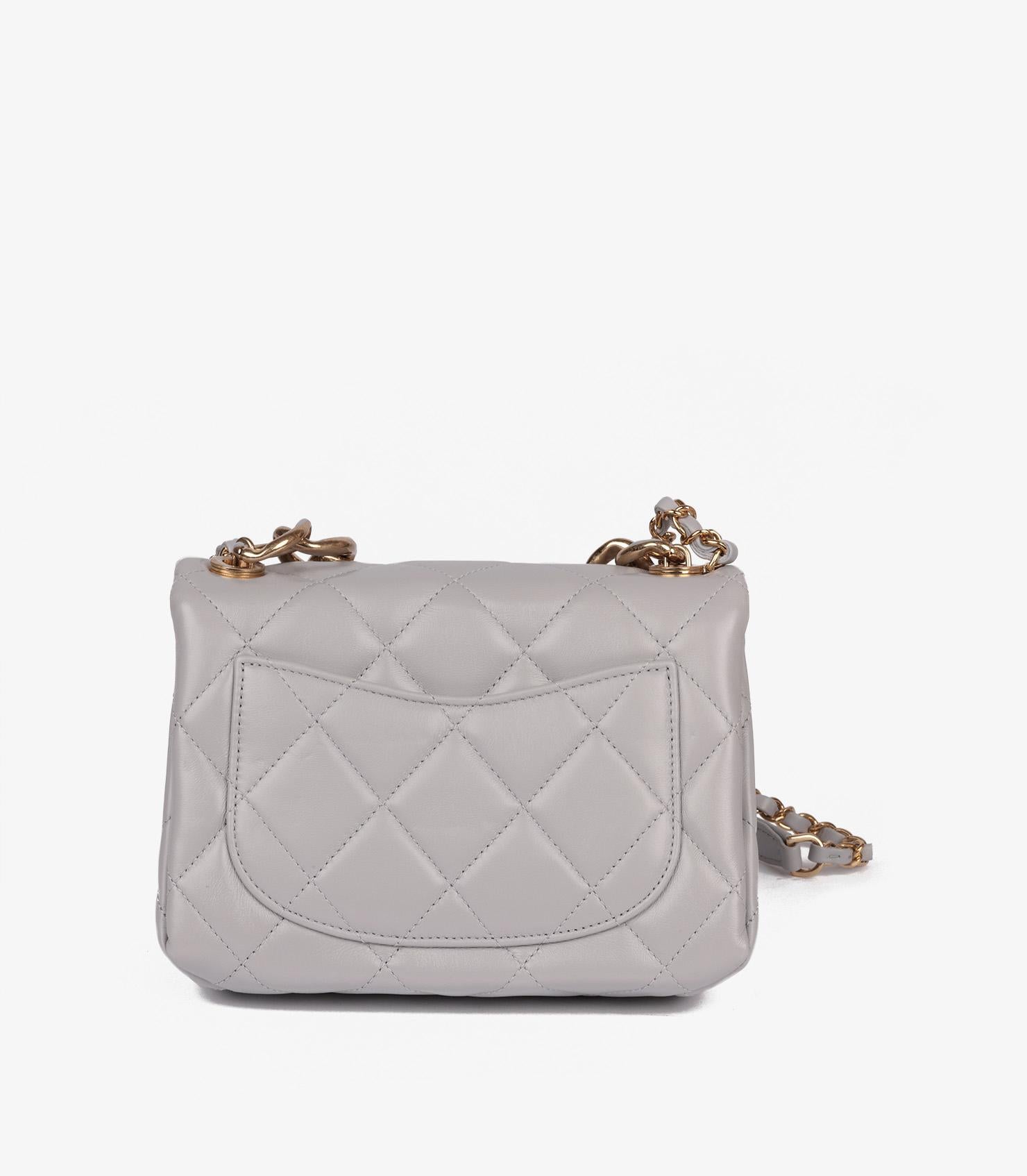 Gray Chanel Grey Quilted Lambskin Colour Match Mini Flap Bag For Sale