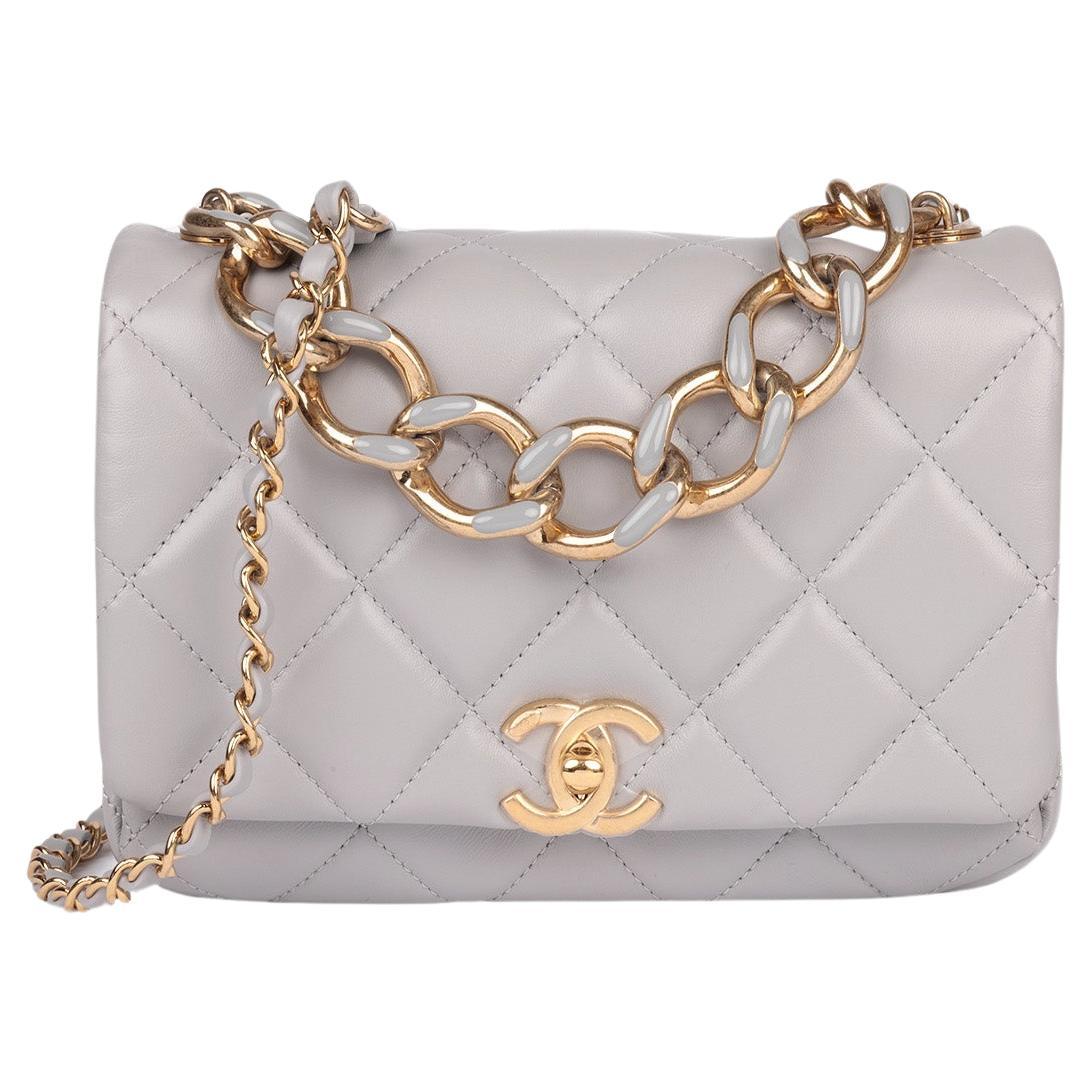 Chanel Grey Quilted Lambskin Colour Match Mini Flap Bag