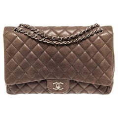 Chanel Grey Quilted Lambskin Jumbo Flap Bag