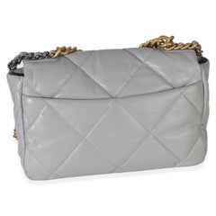 Chanel Grey Quilted Lambskin Large Chanel 19 Flap Bag
