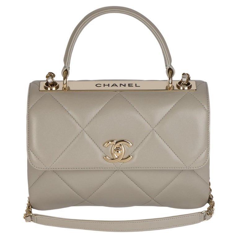 CHANEL Grey Quilted Lambskin Leather Small Trendy CC Top Handle Flap Bag at  1stDibs  chanel trendy cc grey, chanel cc flap bag with top handle, grey chanel  top handle bag