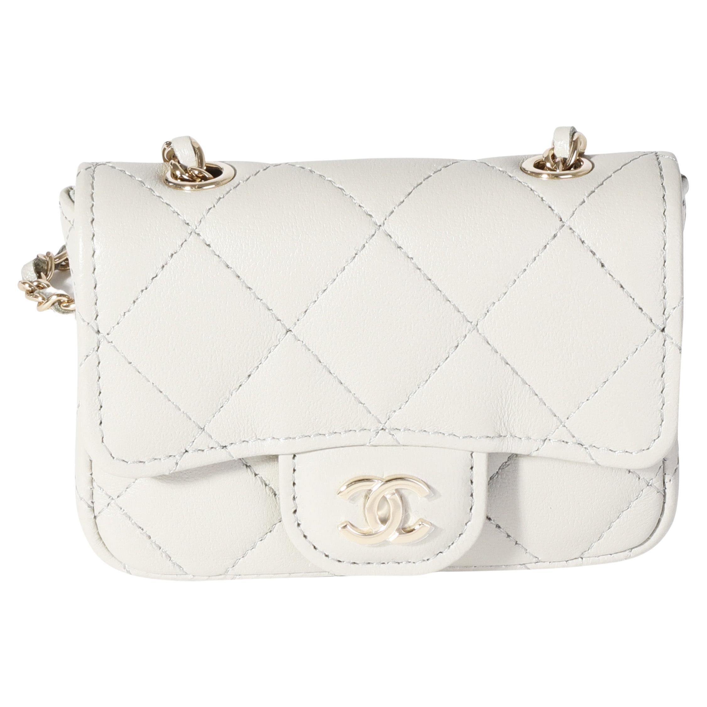 Chanel Silver Metallic Quilted Lambskin Coco Punk Belt Bag For