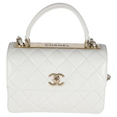Chanel Grey Quilted Lambskin Small Trendy CC Top Handle Flap Bag