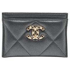 Chanel Grey Quilted Leather 19 Card Holder