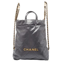 Chanel Grey Quilted Leather 22 Backpack