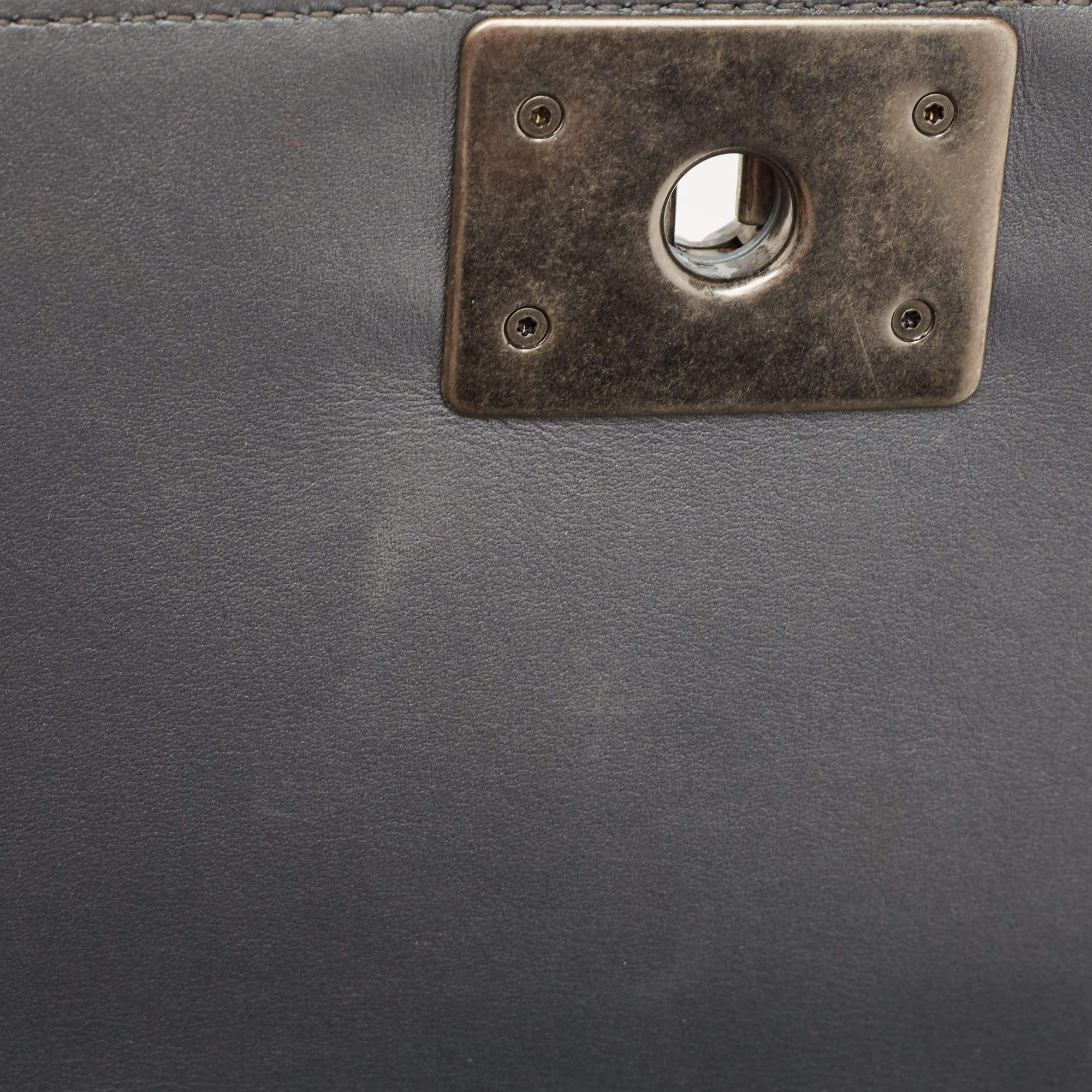 Chanel Grey Quilted Leather East West Boy Bag 7