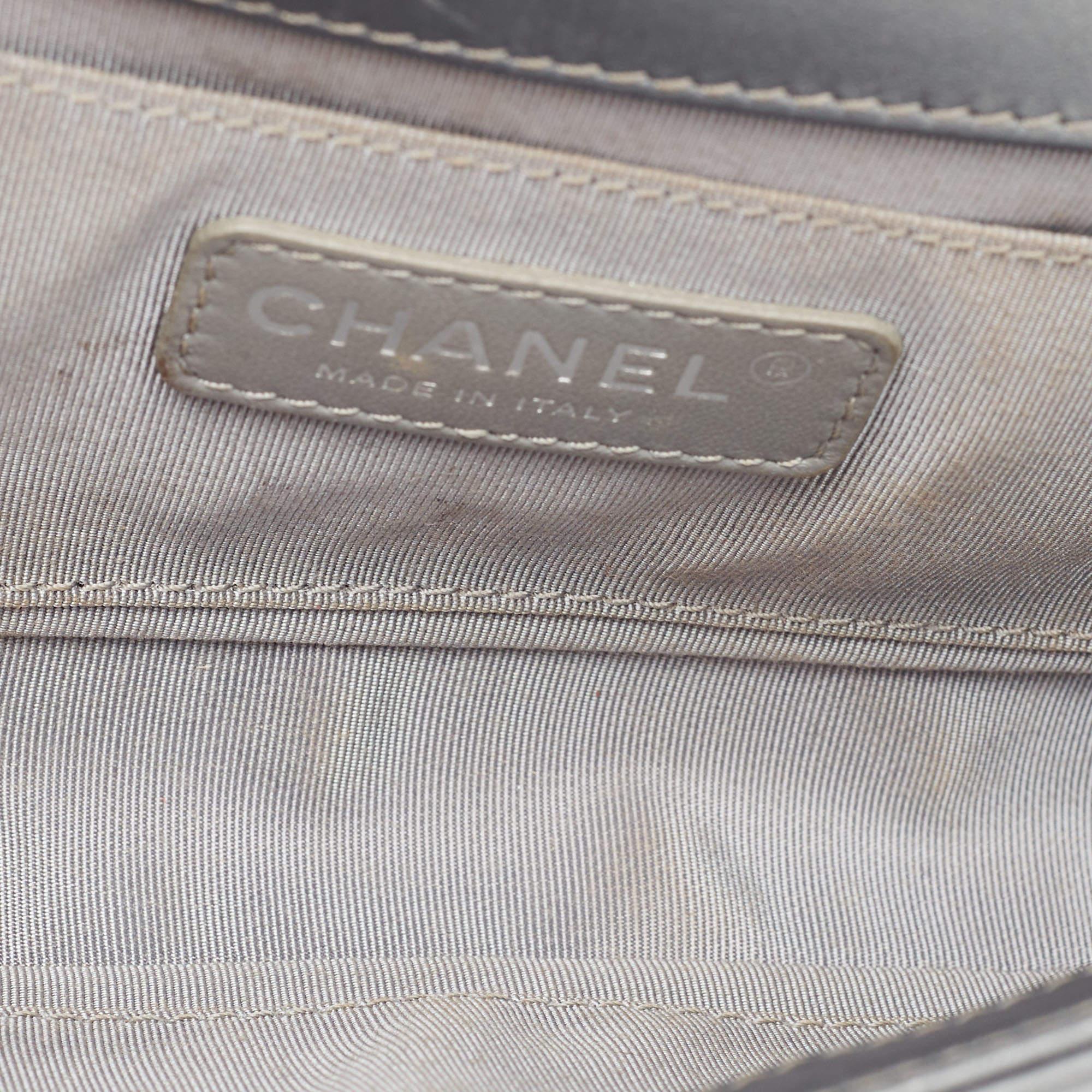 Chanel Grey Quilted Leather East West Boy Bag 9