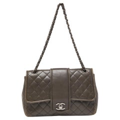 Chanel Grey Quilted Leather Elementary Chic Flap Bag