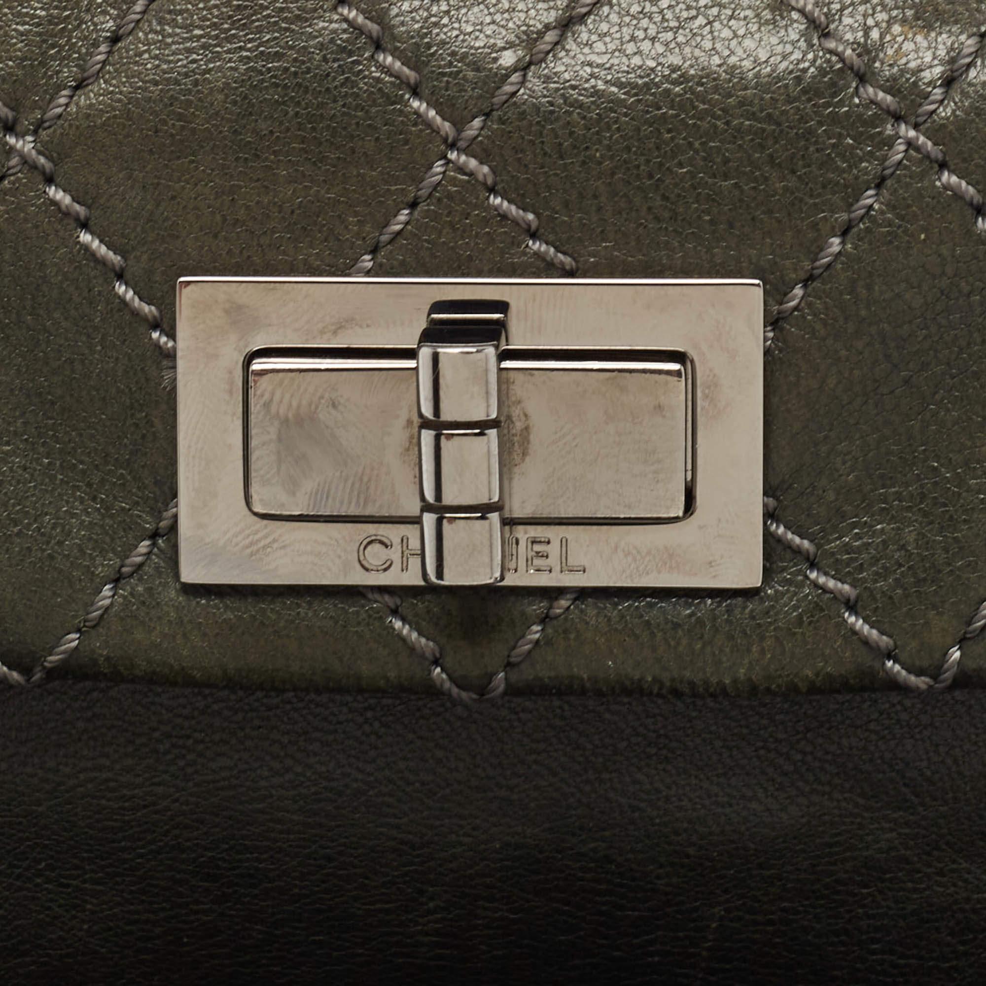 Women's Chanel Grey Quilted Leather Mademoiselle Flap Clutch